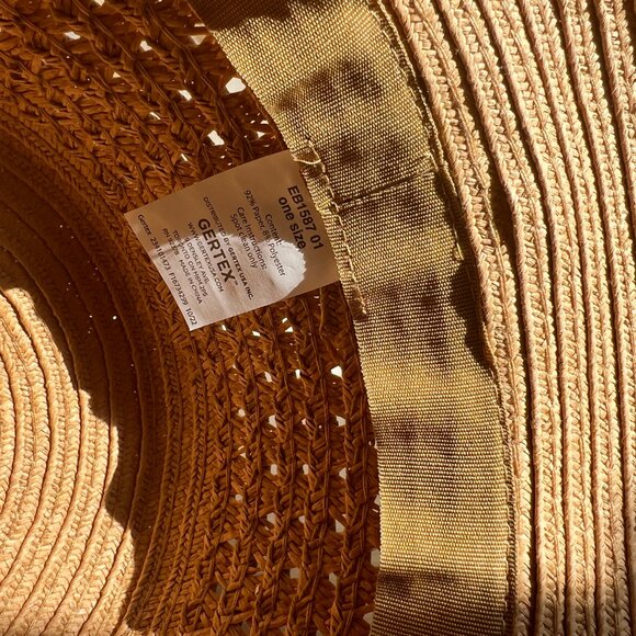 Gertex Straw Beach Hat with Hand painted Black Stripes - So Chic! - Picture 5 of 12